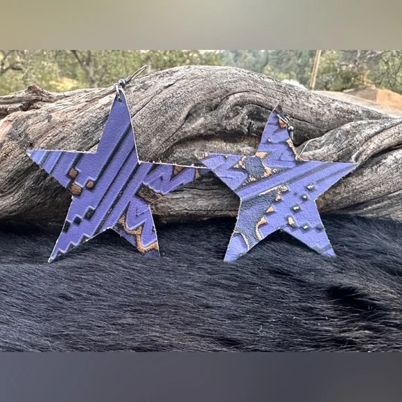 🦋 NWT Purple Genuine Leather Stars - Picture 4 of 4